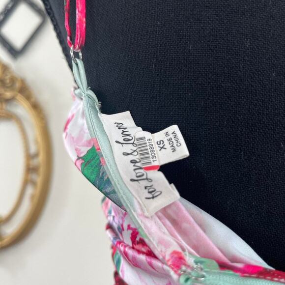 For Love & Lemons Mint Floral Cutout Ruched Midi Dress - Picture 6 of 8